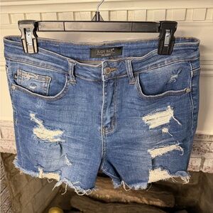Judy Blue Classic Blue Denim distressed Jean shorts